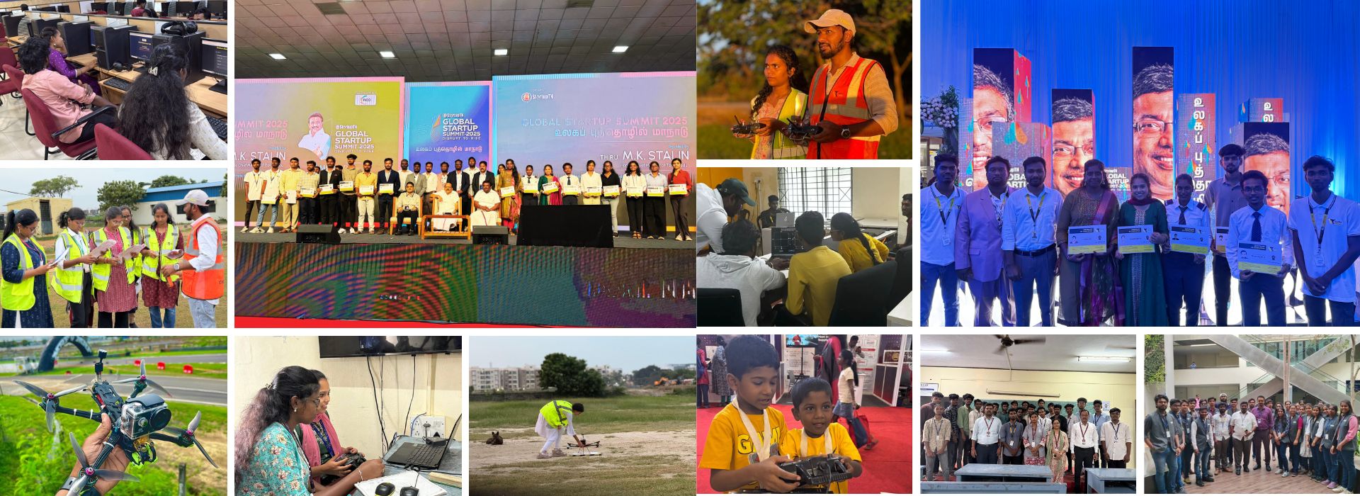 A certified remote pilot operating a drone in a field